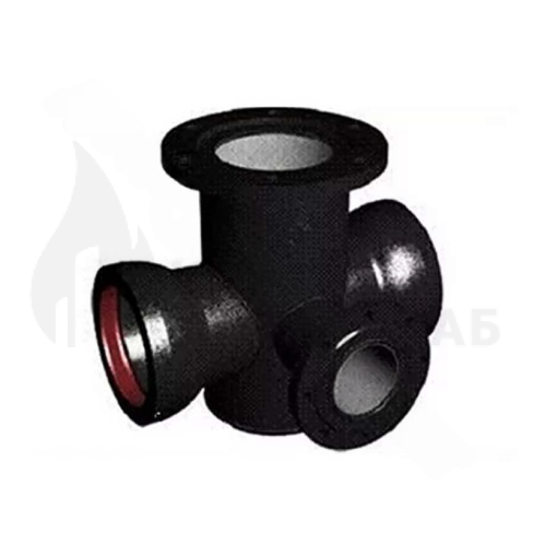 ЧУГУННЫЙ ТРОЙНИК РАСТРУБ-ФЛАНЕЦ С ПОЖАРНОЙ ПОДСТАВКОЙ ППТРФ